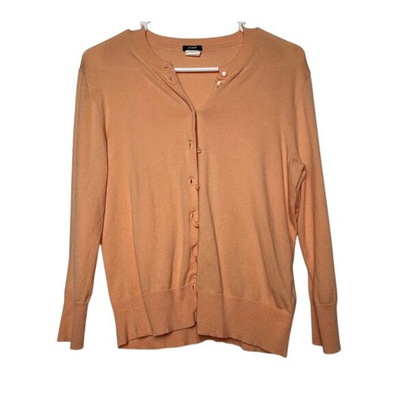 J Crew Cardigan Womens Size Medium Button Up Long Sleeve Sweater Peach Top - Picture 1 of 12